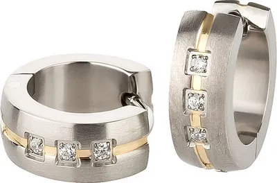 Produktbild von Damen Klappcreolen aus Titan in bicolor mit Zirkonia