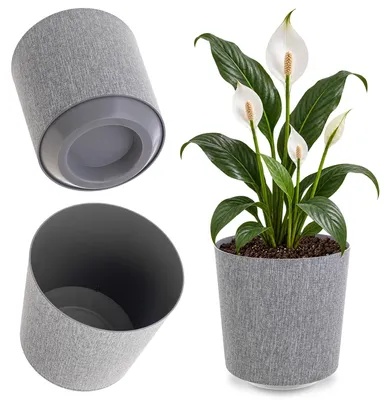 Imagen del producto de Macetas KADAX, maceta de plástico, soporte para flores, 25 cm, color gris