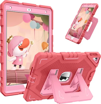 Produktbild von Fintie Kinder Hülle für iPad 9. Generation (2021) / iPad 8. Generation (2020) / 7. Gen (2019) 10,2 Zoll, robuste, stoßfeste Ganzkörper-Schutzhülle mit integriertem Ständer für Kinder, Pink