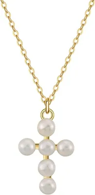 Image de Boucles d'oreilles en forme de croix, en argent 925, hypoallergéniques, avec perle, bijoux pour femmes