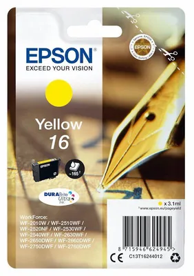 Produktbild von Epson Pen and crossword Singlepack Cyan 16XL DURABrite Ultra Ink, Cyan, 1 Stück(e)