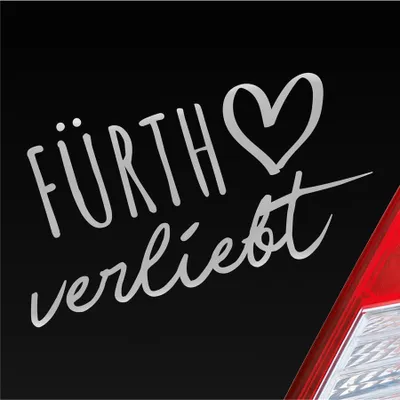 Produktbild von Auto Aufkleber Fürth verliebt Herz Stadt Heimat Liebe Car 19x10 cm Silber Sticker Heckscheibenaufkleber