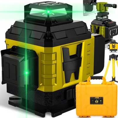 Produktbild von Kreuzlinienlaser profi 4D Laser Level Grünes 360º Automatische Kreuzlinienlaser Arbeitsbereich 25m mit 2X Batterie, IP54 Staub Wasserschutz Retoo