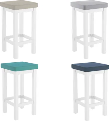 Produktbild von Holzhocker Barhocker mit verschiedenen Polsterfarben 60 cm hoch Kiefer weiß V-90.71-44WP