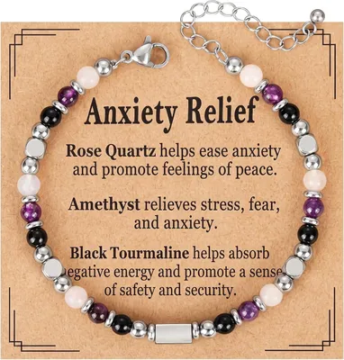 Immagine prodotto di Bracciale da polso con pietre naturali, ametista e quarzo rosa, regolabile, da donna, ideale per chi ricerca la spiritualità
