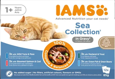 Productafbeelding van IAMS Delights Zeespecialiteiten in saus, natvoer voor katten; 12 x 85g