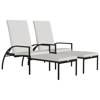 Produktbild von vidaXL Sonnenliegen 2 Stk. mit Fußhocker PE-Rattan Braun