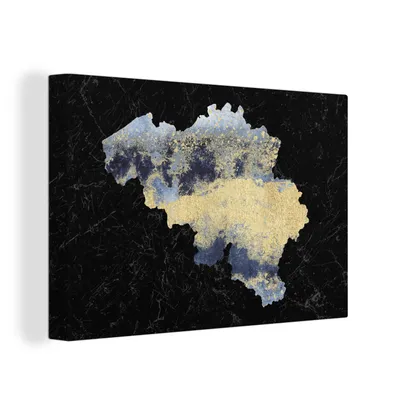 Zdjęcie produktu dla OneMillionCanvasses® - Obraz na płótnie - 150x100 cm, Mapa - Belgia - Delft Blue, grafika ścienna, dekoracja ścienna
