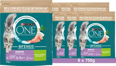 Produktbild von PURINA ONE BIFENSIS SENSITIVE Katzenfutter trocken, reich an Truthahn, 6x750g (6x750g)