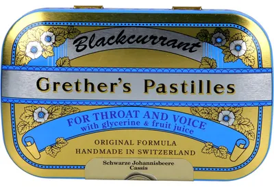 Zdjęcie produktu dla Cukrowe pastylki Grethers Blackcurrant Gold, 60 g pastylek