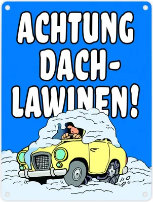 Produktbild von Dachlawine Metallschild in 15x20 cm in Blau-Weiß zum Thema Dachlawinen im Winter