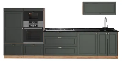 Produktbild von Küchenzeile Vicco Fame-Line Grün-Gold Landhaus/Goldkraft Eiche 340 cm, AP Anthrazit, Model 64512