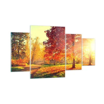 Produktbild von Bilder auf glas - Park Herbst Baum - 160x90cm - Glasbilder - Wandbilder - Kunstdruck - zum Aufhängen bereit - Wanddekoration aus Glas - Glas Bilder - Wandbild auf Glas - 4 Teile - GDL160x90-3654