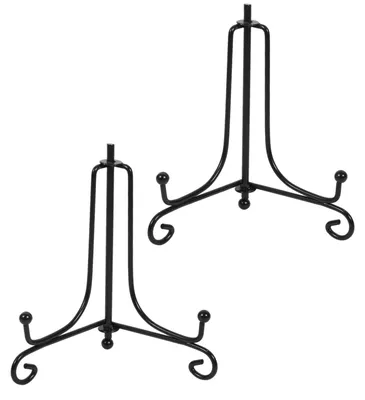 Plattenständer aus Metall, 2 Stück, schwarz, 15 cm, klappbar