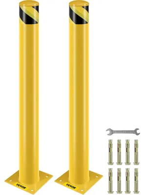 Produktbild von VEVOR Sicherheitsbollard Sicherheitsbarriere Bollard 4-1/2" OD 36" Höhe Gelbe Pulverbeschichtung Rohrstahl Sicherheitsbarriere mit 4 en Ankerbolzen für verkehrsempfindliche Bereiche, 42x4.5 Zoll, 2 Packs-c