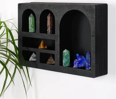 Immagine prodotto di Skye Decor, Cry003-S, mensola da parete, 100 % LEGNO MASSICCIO, nero, 35 x 6 x 23 cm