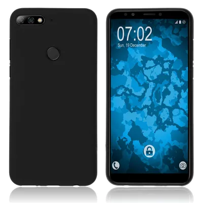Produktbild von PhoneNatic Case kompatibel mit Huawei Y7 Prime (2018) - schwarz Silikon Hülle matt Cover