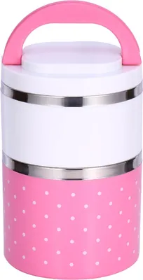 Produktbild von 2-lagige, isolierte Thermo-Lunchbox aus Edelstahl, rosa