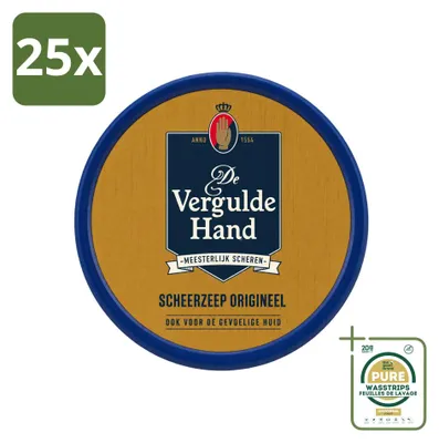 Productafbeelding van 25 x De Vergulde Hand, originele scheerzeepblokjes - 75 g - Verpakking met 25 stuks
