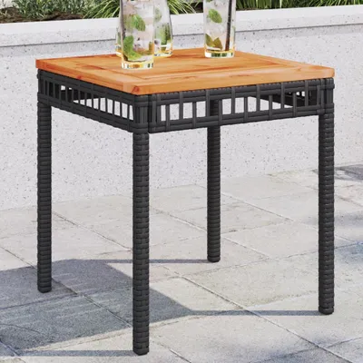 Obrázek produktu pro vidaXL Zahradní stůl černý 38x38x42 cm polyratan akáciové dřevo