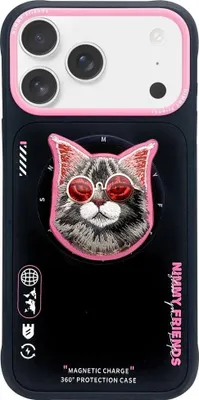 Obrázok produktu pre NIMMY case GLASSES COOL CAT compatible with MagSafe for IPHONE 17 black pink