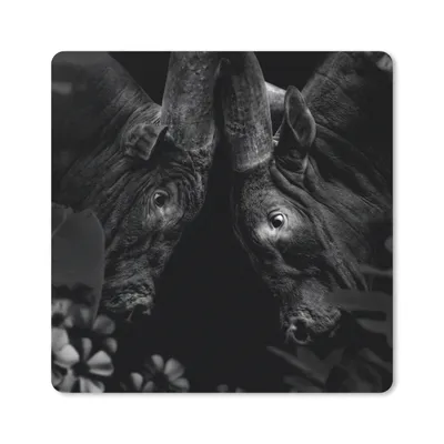 Produktbild von MuchoWow® Mauspad Mousepad Blumen - Kuh - Dschungel - Schwarz - Weiß 20x20 cm - Mousepads - Maus Mat - Pad - Mausunterlage - Desk Mat - Bureauartikeln