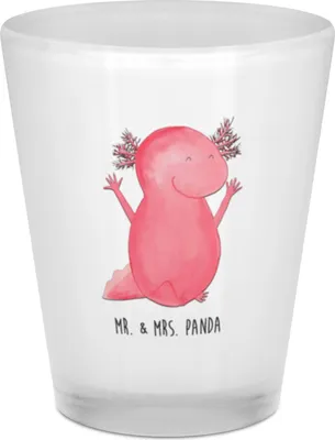 Produktbild von Mr. & Mrs. Panda Gläschen Axolotl Hurra - Transparent - Geschenk, Schnapsglas, Likör Glas, Stamper, Zufriedenheit, Shotglas, Motivation, Kleines, Freude, Molch