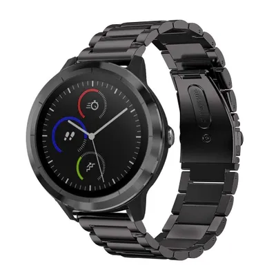 Produktbild von Fintie Armband kompatibel mit Garmin Vivoactive 3/Vivoactive 3 Music, vívomove HR, Forerunner245 /645 Music, VENU Smartwatch-Edelstahl Metall Uhrenarmband Ersatzband mit Doppelt Faltschließe, Schwarz