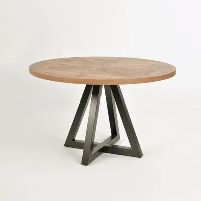 Produktbild von Indus IN09-0 Runder Esstisch 125 cm, Eichenholz, Stahlgestell