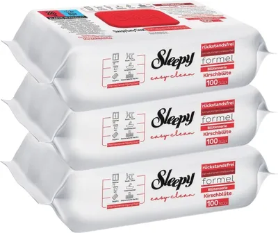 Produktbild von Sleepy Easy Clean Rot Kirschblüte 100 Stück | Allzweck-Reinigungstücher (3er Pack)