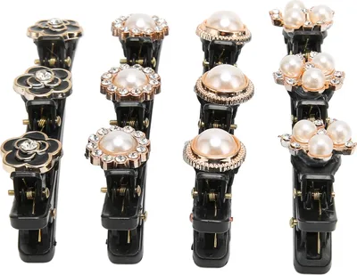 Image de Pinces à cheveux tressées, pinces à cheveux tressées étincelantes, pinces à cheveux tressées en strass, pinces à cheveux en bec de canard, pinces à cheveux, accessoires de coiffure pour femmes