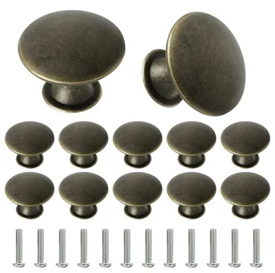 Produktbild von 12 Vintage-Möbelknöpfe, Schubladenknöpfe, Schrankknöpfe, 30 mm runde Möbelknöpfe mit 25 mm Schrauben, Vintage-Schubladengriffe, Türknöpfe, Schrankgriffe für Kleiderschrankmöbel (Blaubronze)