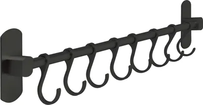 Produktbild von MODFU Metallhaken, Küchenutensilien Wandhakenhalter, 40 cm, 8 Haken, Ohne Bohren, Praktisch, Platzsparend, Ideal für Küchengeräte, Schürzen, Handtücher, Schwarz