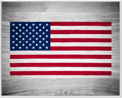 Produktbild von Wallario Wandbild USA Flagge auf Holz, Größe: 40,30 x 50,30 cm, Poster mit weißem Aluminiumrahmen