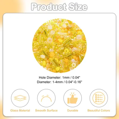 Produktbild von 1000 Stš¹ck Glasperlen zum Auff?deln, 1-4mm Armband Perlen Gemischte Perlenset, Mini Glasperlen Zwischenperlen fš¹r Armb?nder Selber Machen DIY Ohrringe Halsketten, Gelb