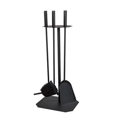 Image de Couvert de cheminée / Garniture de cheminée Lienbacher anthracite bois 3pcs 8eme H62cm