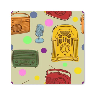 Produktbild von MuchoWow® Mauspad Mousepad Vintage - Radio - Mikrofon - Muster 20x20 cm - Mousepads - Maus Mat - Pad - Mausunterlage - Desk Mat - Bureauartikeln