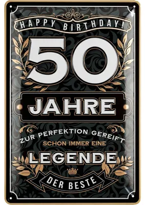 Produktbild von Blechschild 50 Schild Geburtstag - 50 JAHRE LEGENDE - PERFEKTION, Deko 50 Geburtstag Mann, 50 Geburtstag Deko, lustiges Geburtstagsschild 50