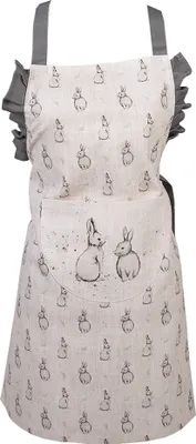 Immagine prodotto di Clayre & Eef Grembiule da cucina per bambini 56x48 cm Beige Grigio Cotone Coniglio