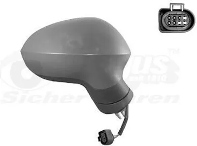 Produktbild von VAN WEZEL 4940808 Außenspiegel Seitenspiegel Rechts für SEAT Leon Schrägheck (1P1) Konvex Beheizt Grundiert