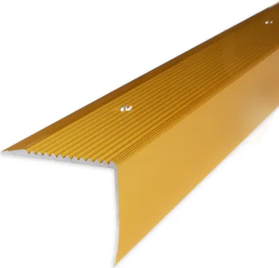 Produktbild von PROVISTON Treppenkante | 42 x 50 x 1000 mm | Treppenkantenprofil Treppenwinkel Winkelprofil Kombiwinkel Aluminium eloxiert Goldfarbig Gebohrt