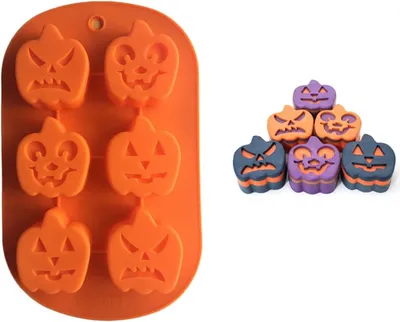 Produktbild von 2 Stück Halloween Kürbis Silikon Backformen antihaft