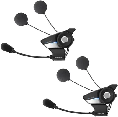 Two Sena 20S EVO motorcycle communication systems are shown against a white background.