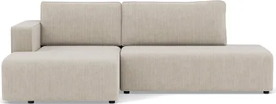 Image de Best Mobilier Topaze - canapé d'angle gauche 4 places convertible avec coffre en velours côtelé , Beige