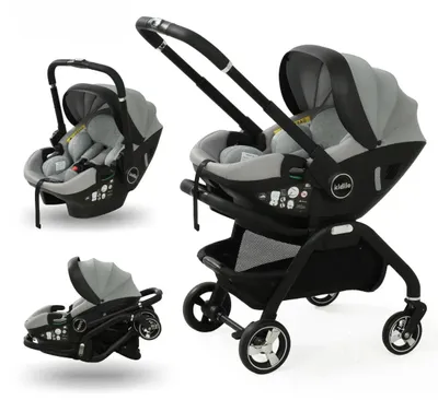 Produktbild von 3-in-1 Kinderwagen - NB366 Kombikinderwagen - Für Neugeborene - Babyschale - Liegewanne - Faltbar - Bis 20 kg - Grau