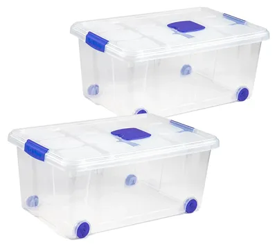 Obrázok produktu pre Úložná krabica, objem 36 l, stohovateľná konštrukcia, 2 kusy 36 l 59 x 40 x 2