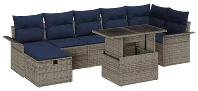 Obrázok produktu pre Súprava záhradných pohoviek s vankúšom 8 pcs Sivá Poly ratan