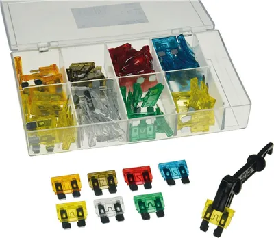 Image de ChiliTec Assortiment de fusibles automobiles à fiche plate avec boîte d'assortiment, 100 pièces