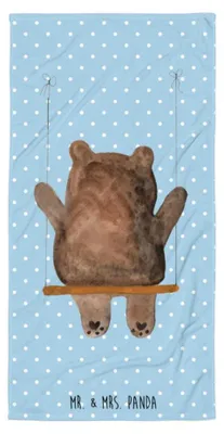 Produktbild von Mr. & Mrs. Panda Reisehandtuch Bär Schaukel - Blau Pastell - Geschenk, Großes Badehandtuch, Strandlaken, Teddy, Strandtuch, Handtuch, Duschtuch