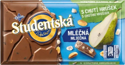 Zdjęcie produktu dla Orion Studencka Czekolada Studencka Mleczna Gruszkowa z Orzeszkami 170 g